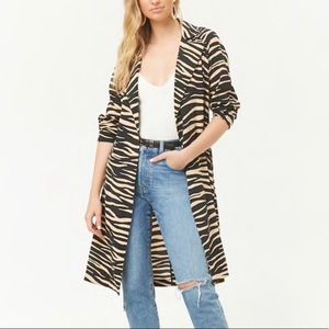 Forever 21 Tiger Print Duster Jacket size Medium